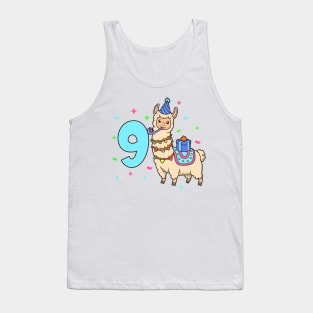 I am 9 with Lama - kids birthday 9 years old Tank Top